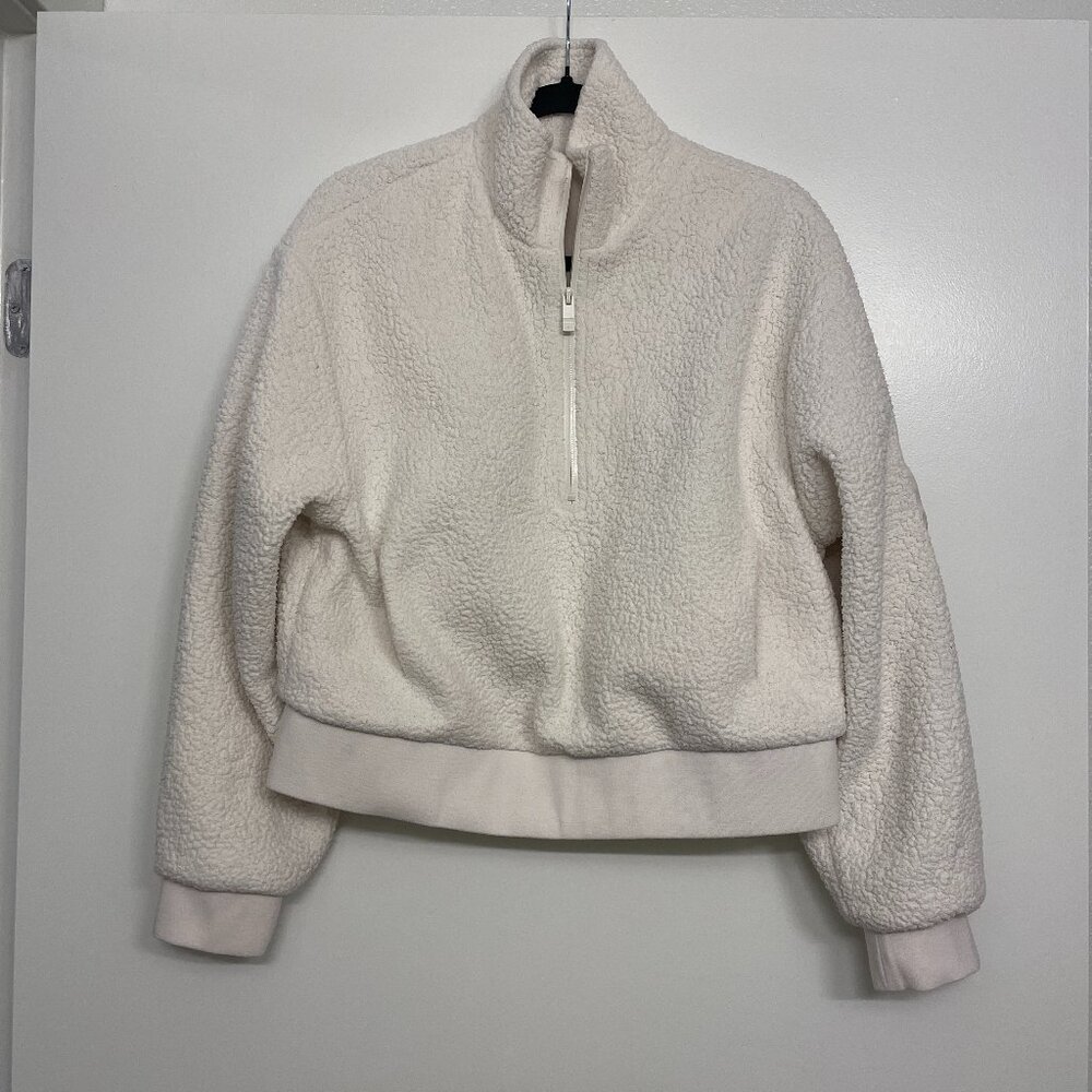 Alo Yoga Micro Sherpa Solstice Pullover Ivory - Small